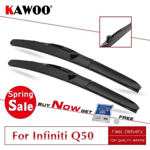KAWOO 2pcs Car Wiper Blades 26"+17" For INFINITI Q50 Car Rubber Windcreen Windshield Wipers Blades 2014 2015 2016 Fit U Hook Arm