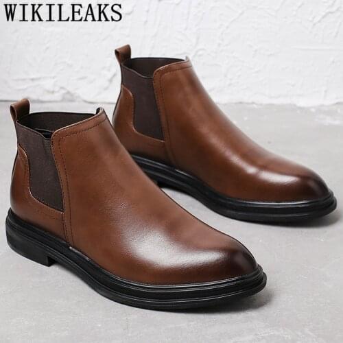 Chelsea Boots Men Black Leather Boots Men Winter Boots Formal Shoes Men Botas Moto Hombre Erkek Ayakkabi Bota Masculina Zapatos