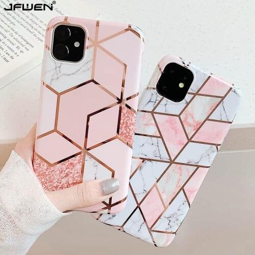 Plating Geometric Marble Case For iphone 7 XR 11 Pro Max Case For iphone X XS Max 8 7 6 6S Plus Phone Case Silicone Soft Cover