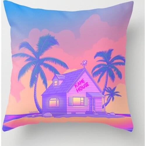 80s Kame House Decorative Pillow Cushion Covers Square Pillowcase for Sofa Cotton Linen Pillow Cover