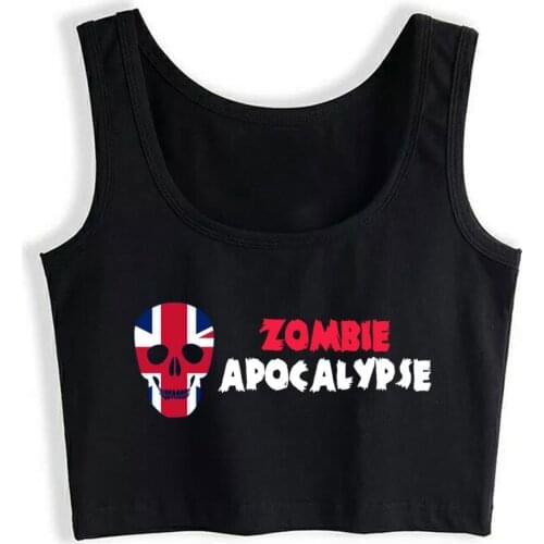 Crop Top Sport Halloween Brexit Zombie Apocolypse Boris Johnson Fit Harajuku Print Tops Women