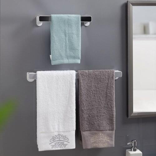 Multifunction Useful Towel Rail Rack Holder Wall Mounted Bathroom Self-adhesive Hanging Hanger Shelf Rack Holder