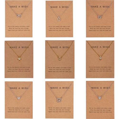 Fashion Tiny Heart Necklaces Bowknot Star Octagon Moon Crescent Love Round Circle Square Geometric Pendant Short Chain Necklaces