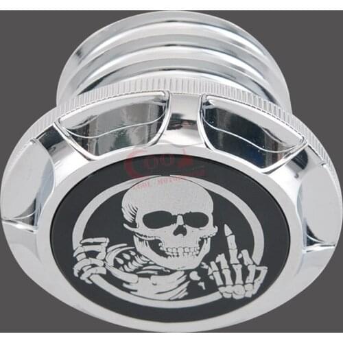 Motorcycle Billet Aluminum Chrome Skull Gas Cap Fuel Oil Tank Cover Fits For Harley 1996-2014 Personalized