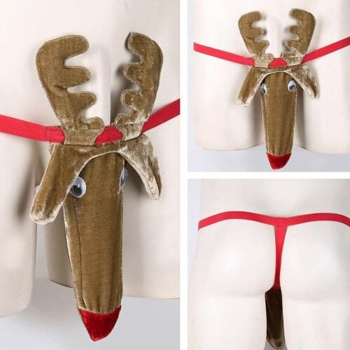 Mens Christmas Sexy Underwear Elk Panties Shorts Party Funny Apparel B9Q6