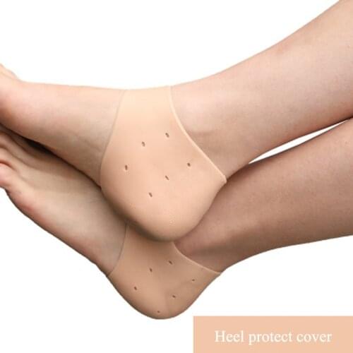 Soft Silicone Protector Heel cushions Socks Women Prevent Dry Skin Washable Foot Skin Care Gel Protector for cracked heels Pain