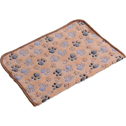 Cute Floral Pet Sleep Warm Paw Print Dog Cat Puppy Fleece Soft Blanket Beds Mat Bed Blanket 104*76cm Pet Mat D1182