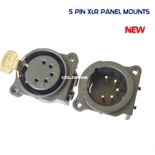 New 20PCS/lot Gold 5 pin XLR DMX512 Signal Mounted Socket panel ADAPTER Connector for stage lighting and DMX Controller