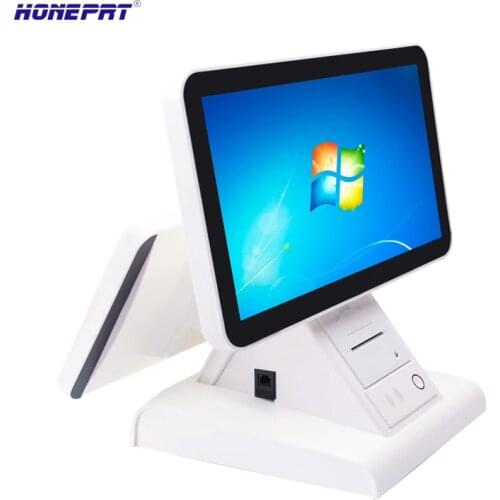 Newest 15 inch LED POS Dual Screen Touch Cash Register With Thermal Printer for Supermarket
