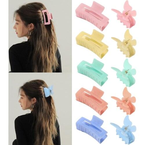 New Fashion Hair Claws Square Jelly color Acrylic Hair Clips Hairpins Ponytail Clip Crabs for Women Girls Hair Accessories Gift