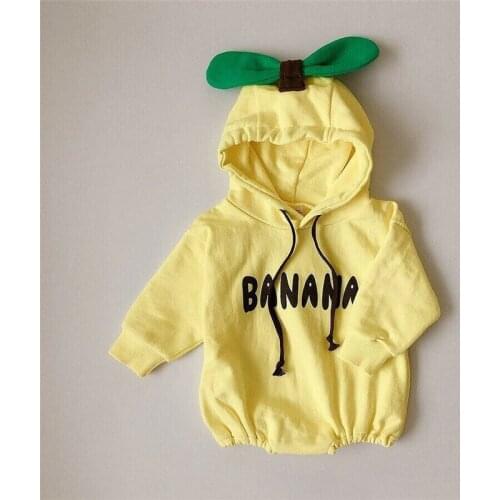 Newborn Infant Baby Girl Boy Banana Outfits Long Sleeve Hooded Jumpsuit Rompers Clothes Autumn