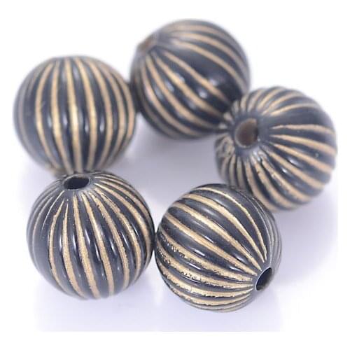 Wholesale 10mm Vintage Inspired Ethnic Stripe Round Acrylic Antique Design Bead For Diy Bracelet Jewelry Making Retro