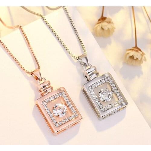 Necklace Fashion Perfume Bottle Pendant Gift Women Chain Jewellery Silver Color