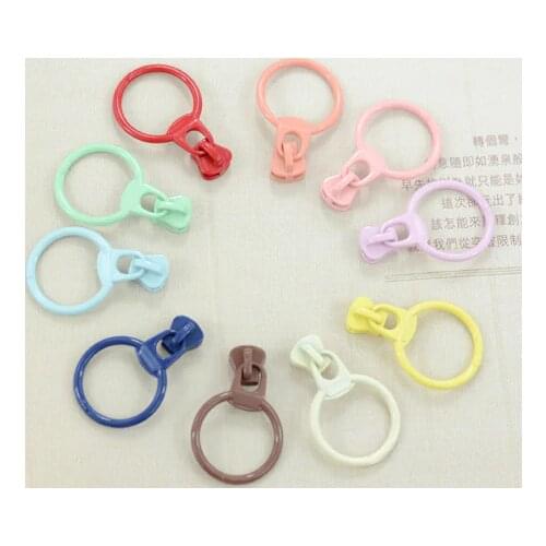 Mix 100pcs 3# Resin zipper pull ring multicolor zipper head for yards Zipper Sliders Bag Garment Sewing Material DIY Accessory
