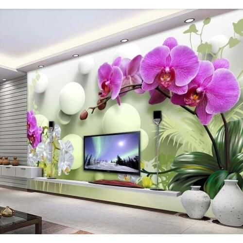 Custom wallpaper 3D mural HD Phalaenopsis TV background wall living room bedroom home decoration 3d wallpaper sticker