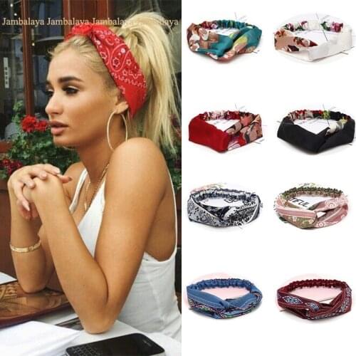Women Headband New Fashion Hair Bands Bohemian Cross Elastic Hair Band For Ladies Black Purple Head band Girl Hair Accessories