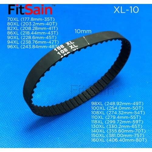 FitSain-XL Width 10mm rubber belt timing belt synchronous wheel teeth 70XL/80XL/82XL/86XL/90XL/94XL/96XL/98XL/100XL/108XL/118XL