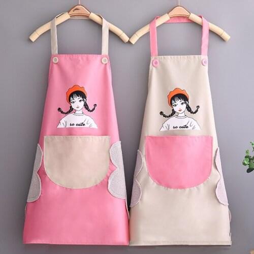 Pink Waterproof High quality Oxford cloth Apron Bibs Cleaning Aprons Kitchen Accessory Wipe hand and oil-proof household apron