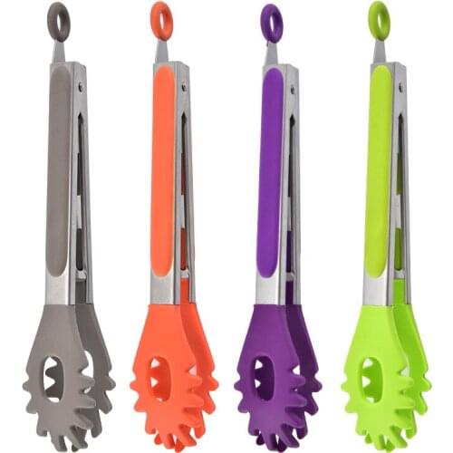 Silicone Pasta Tong, Non-slip Spaghetti Tongs With Teeth & Filter Design, Heat-resistant Noodles Clips Food Serving Fork Tong
