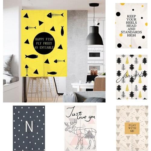 Modern Art Bedroom Kitchen Door Curtain Toilet Half Panel Curtain Blackout Partition Curtain Doorway Hanging Curtain