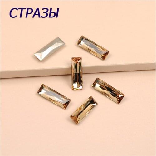 Light colorado Topaz Strass 4547 Princess Baguette Sew on Rhinestone Point Back Glass Crystal Fancy Stone For DIY Decoration