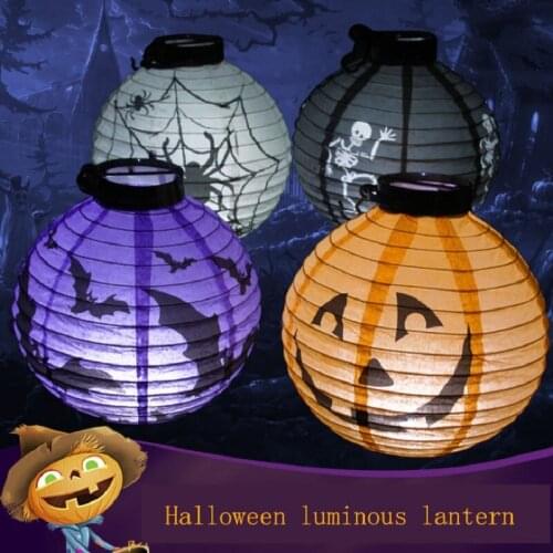 Halloween Battery Luminous paper lantern decoration Portable pumpkin lantern led