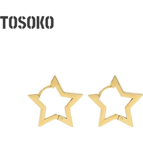 TOSOKO Stainless Steel Jewelry Autumn And Winter Geometric Star Triangle Earrings Exaggerated Drop Earrings For Women BSF338