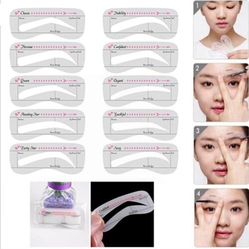 10Pcs/set Card Eyebrow Stencil Grooming Shaper Template Eyebrow Beauty Tools Cosmetic Women Tool Dropship Stickers Shaper M Q7G9