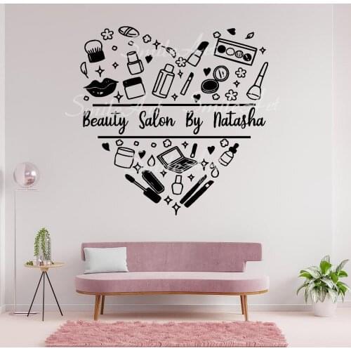 Cartoon Custom Name Beauty Salon Wall Stickers Self Adhesive Art Wallpaper For Kids Rooms Vinyl Mural Decal