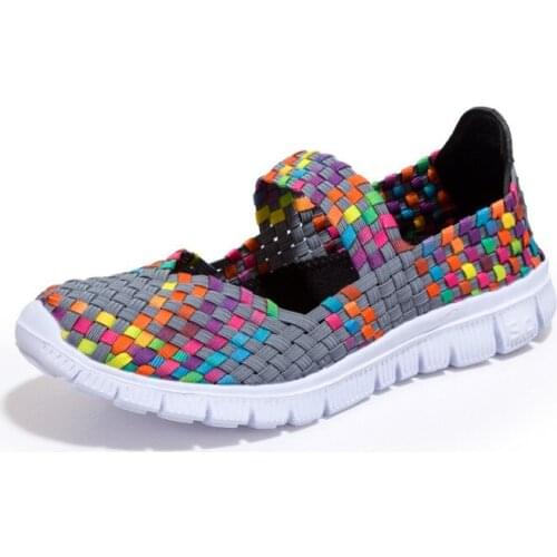 Summer Women Woven Shallow Shoes Flat Womens Casual Shoes Flip Flops Female Multi Colors Loafers Ladies Round Toe Shoes