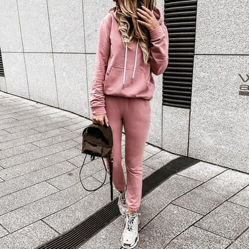 Two Piece Set Women Autumn Long Sleeve Hoodie Sweatshirt Skinny Pants Tracksuit Set Sports Outfit