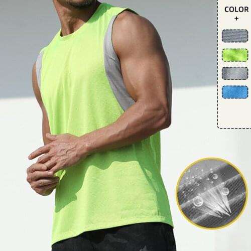 Mens Sleeveless Vest Fitness Clothing Casual Sleeveless O-Neck Polyester Quick Dry Summer Loose Fitness Top Sports Tanks Top