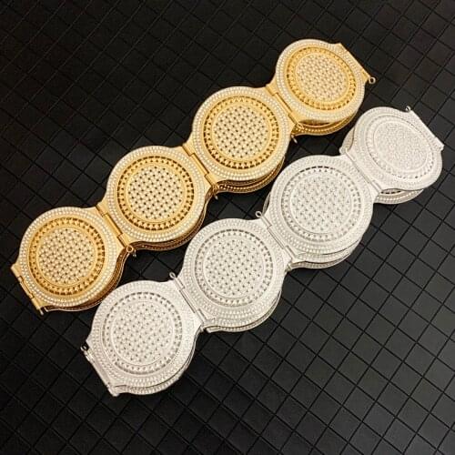 RLOPA New Waved Round Chain Belts Full Crystal Stone Morocco Luxury Wedding Jewelry Caftan Belts In Gold Women Waist Chain