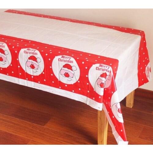 1pc 108*180cm Disposable Tablecloth Christmas Plastic Table Cloth XMS Tableware Party Supplies