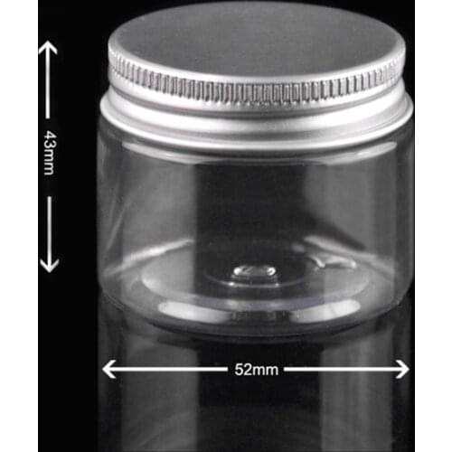 100pcs/lot 50g empty round cosmetic cream PET container clear plastic bottle for cosmetic packaging Powder jar,bath salt pot lid