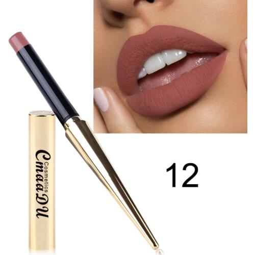 12 Shade 1PC Waterproof Lipstick Matte Pumpkin Color Finished Matte Lipstick Cosmetics Rouge Levre New lipstick Womens Makeup