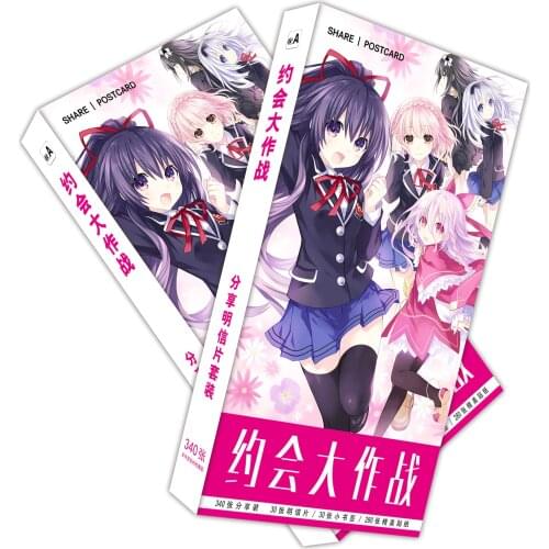340PCS/set Anime Cos Props DATE A LIVE Tokisaki Kurumi Nightmare Postcard Model Collection Paper card Toys Gift