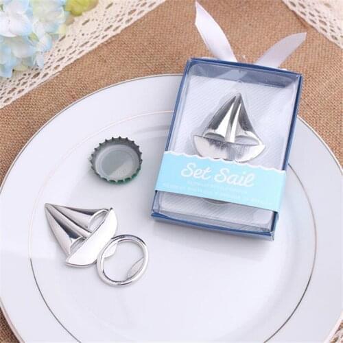 50pcs Silver Sailing Boat Bottle Opener Beer Openers Bar Tools Accessories Wedding Favors Party