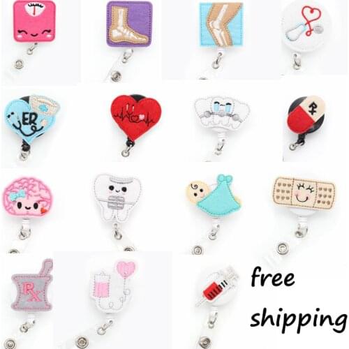 30 pieces/lot free shipping retractable nurse ID badge holder card reel