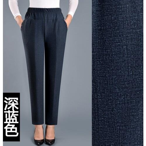 Womens Trousers Spring Autumn Winter Middle-aged Mother elastic waist Loose pants Two pockets Large size Granny Straight Pants