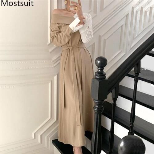 Color-blocked V-neck Sexy Korean Elegant Long Dress Women 2021 Spring Full Sleeve Belted A-line Pleated Dresses Vestidos Femme