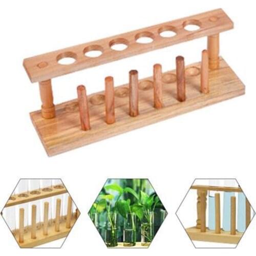 Wooden Lab Test Tube Storage Holder Bracket Rack School 6 Holes With Stand Sticks for School Teaching Equipment 23.5x6.5x9cm
