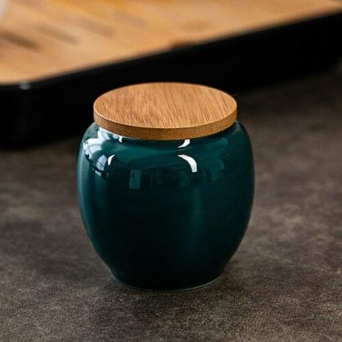 Ceramics Tea Caddy with Bamboo Cover Teaware Food Sealed Jar Decoration Tea Box Dust-proof Tea Container Storage Box Home Decor