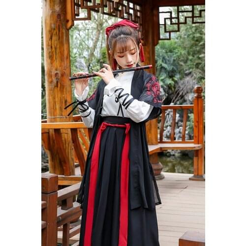 Chinese Traditional Hanfu Costume Women Folk Dance Clothing Orient Swordsman Dance Cosply Clothing Tang Dynasty Stage Outfit 90