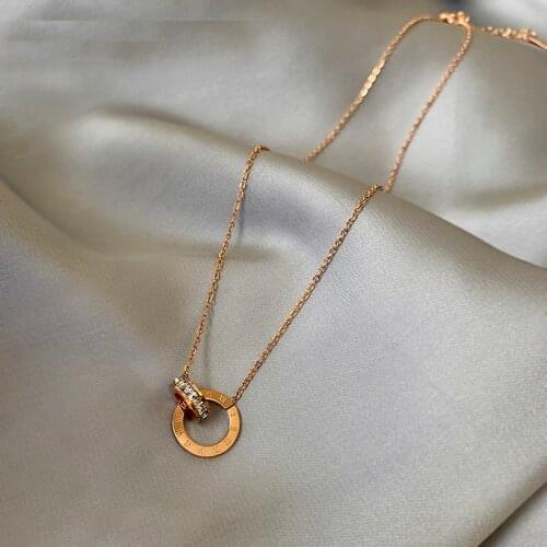 Classic Titanium Steel Roman Numeral Ring Buckle Short Necklace For Woman New Korean Fashion Jewelry Sexy Girls Clavicle Chain