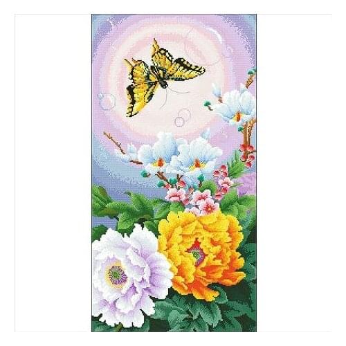 Embroidery Package Hot Sell Best Quality Cross Stitch Kits Butterfly Flower Free Shipping