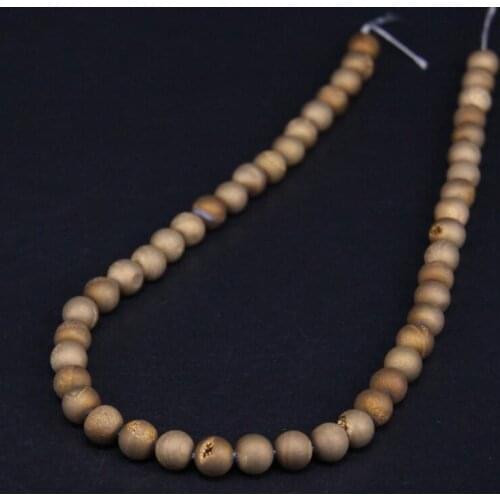 3Strand/Lot,6-14mm Gold Titanium Natural Agates Drusy Geode Round Loose Beads Wholesale,DIY Necklace Bracelet Jewelry Making