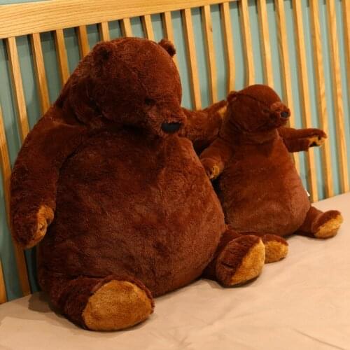 40 / 60 / 80 / 100cm Cute Domineering Brown Bear Pillow Doll Plush Stuffed Animal Toy Childrens Girlfriend Gift Office Nap