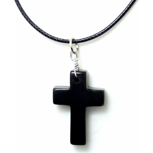 Natural stone Black wing cross Pendant jewelry Mens Pendants Necklaces