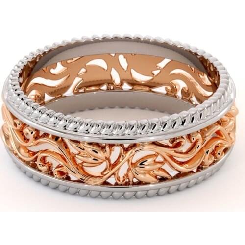 Popular Jewelry Circle Gold Color Rose Gold Color Hollow Carved Maple Leaf Gear Pattern Male Ring For Men Party Jewelry